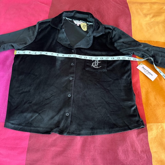 Juicy Couture Sleepwear Velour Rhinestone Pajama Set Top Pant black size medium - Picture 3 of 12